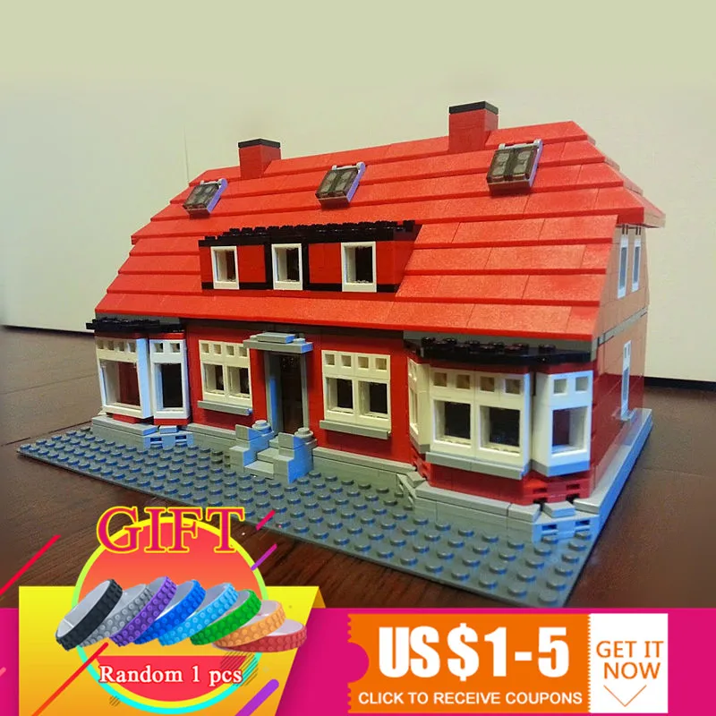 

17006 928pcs The Red House Set Compatible with 4000007 Model Building Blocks Children DIY Toys gift