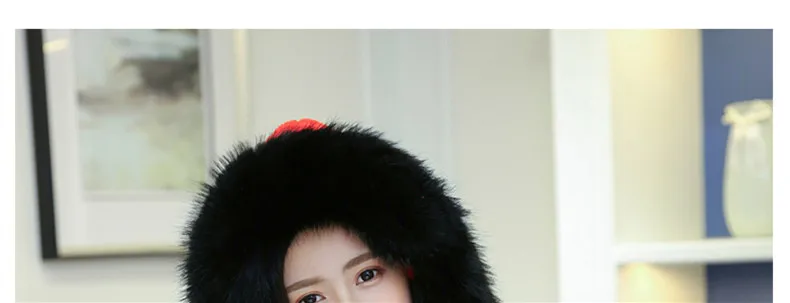 New Korean Version Of The Bib Hat Thick Warm Scarf Hat Gloves Three Pieces One Large Fur Collar Three-Piece Set For Women SN53 (5)