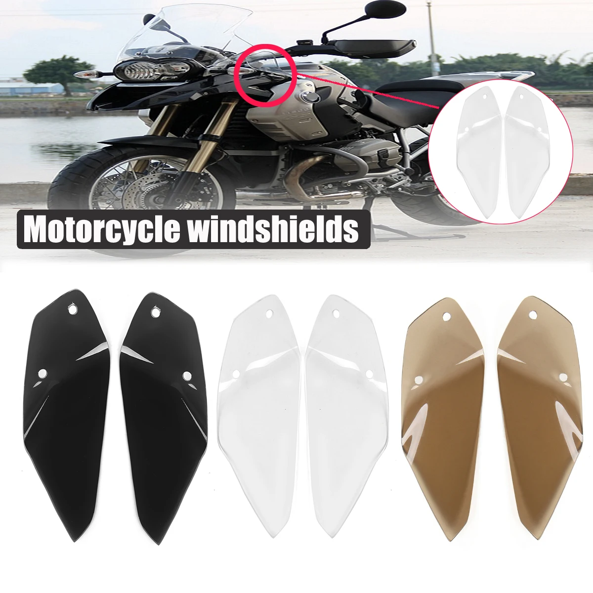 

Motorcycle Windshield Side WindScreen Deflector Airflow Panel Double Bubble For BMW R1200 GS ADVENTURE LC 2013-2017