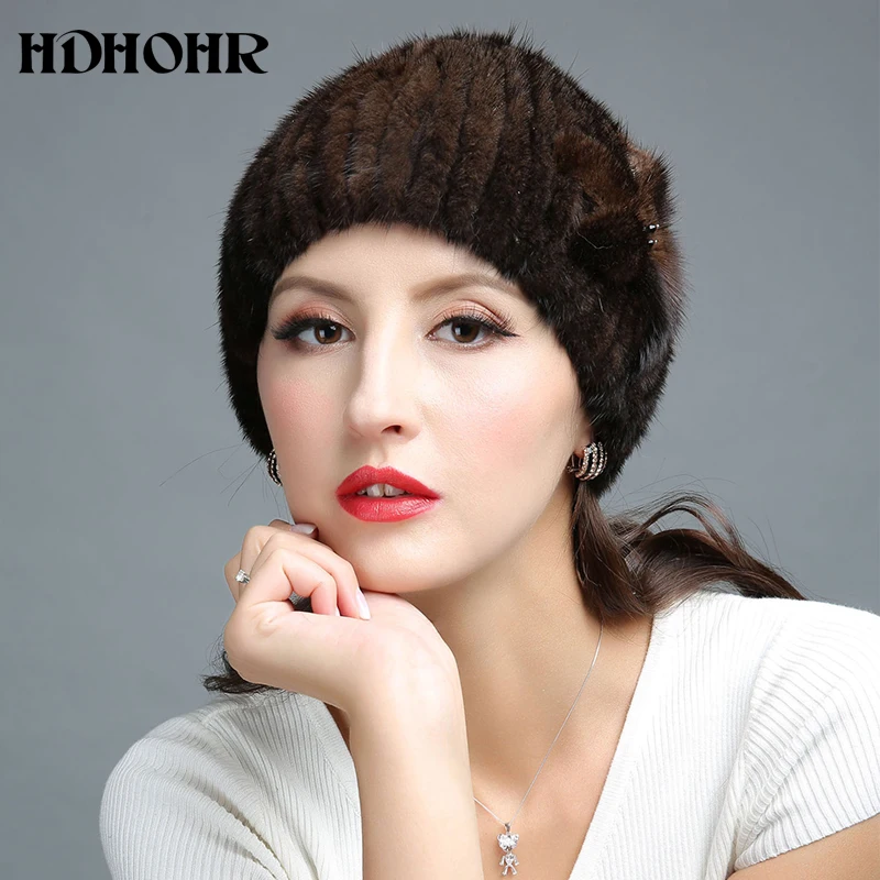 Новинка 2020 меховая шапка HDHOHR зимняя женская из натурального меха норки