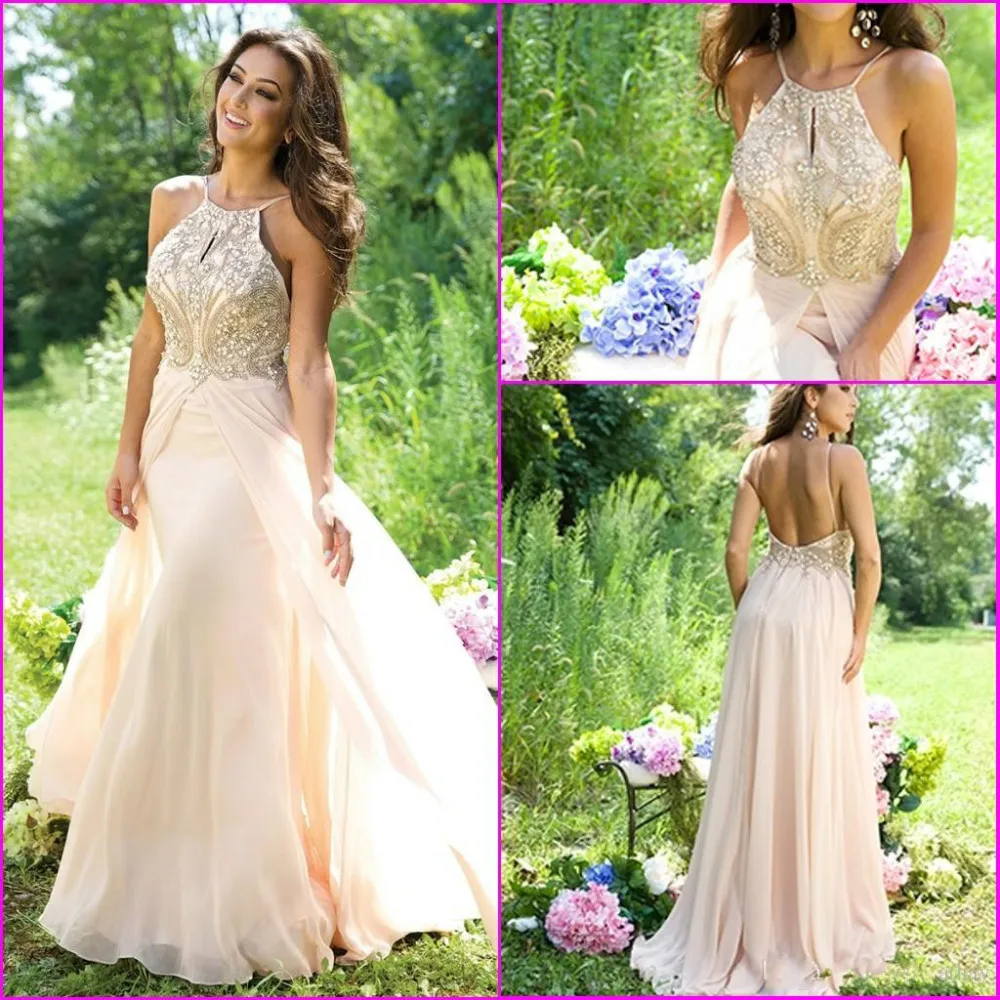 Backless Halter Prom Dresses