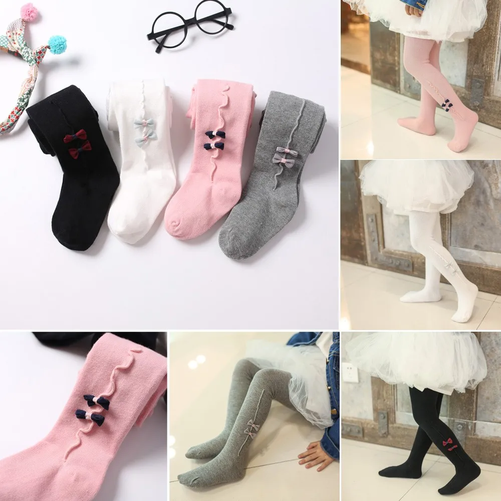 Kawaii/чулки Детские теплые колготки для девочек маленьких чулки в полоску с
