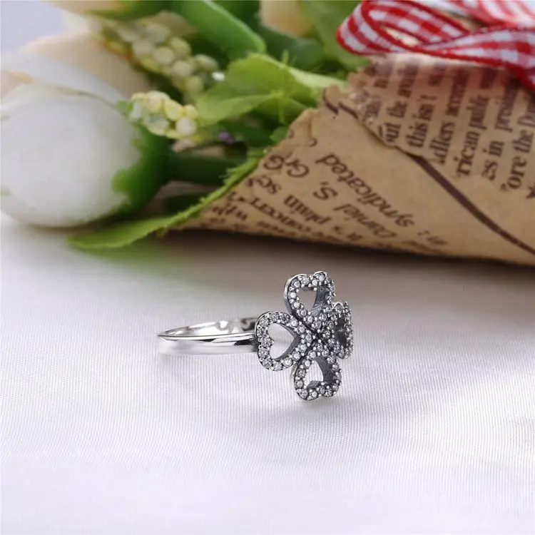 Ajax листок клевера романтическое кольцо в форме сердца d обручальное свадебное циркониевое кольцо для женщин