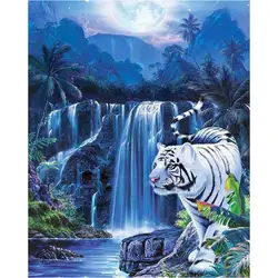 DIY Алмазная вышивка водопад 5d алмазов картина животных Тигр полный квадратный Стразы вышивки крестом пасты для мозаики