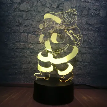 

New 3D LED USB Lamp Santa Model 7 Color Change Bedroom Night Light Illusion Gift Merry Christmas Home Decoration Props Gadgets