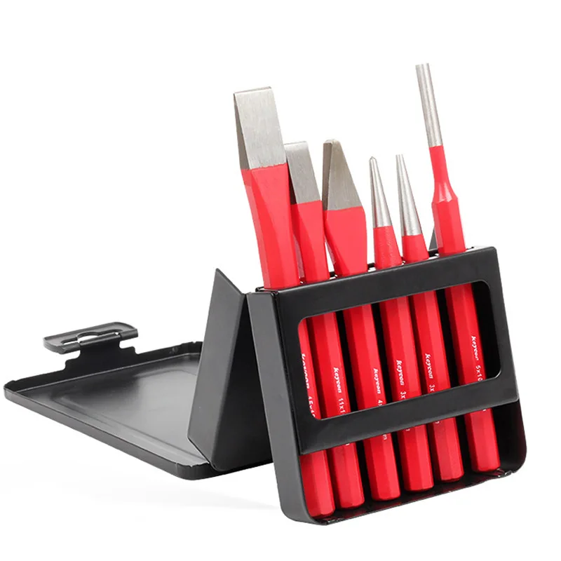 

6 Pcs/set Punch Chisel Tools Set High Quality CR-V Stone Chisel Percussion Tool Combination Solid Punches Set