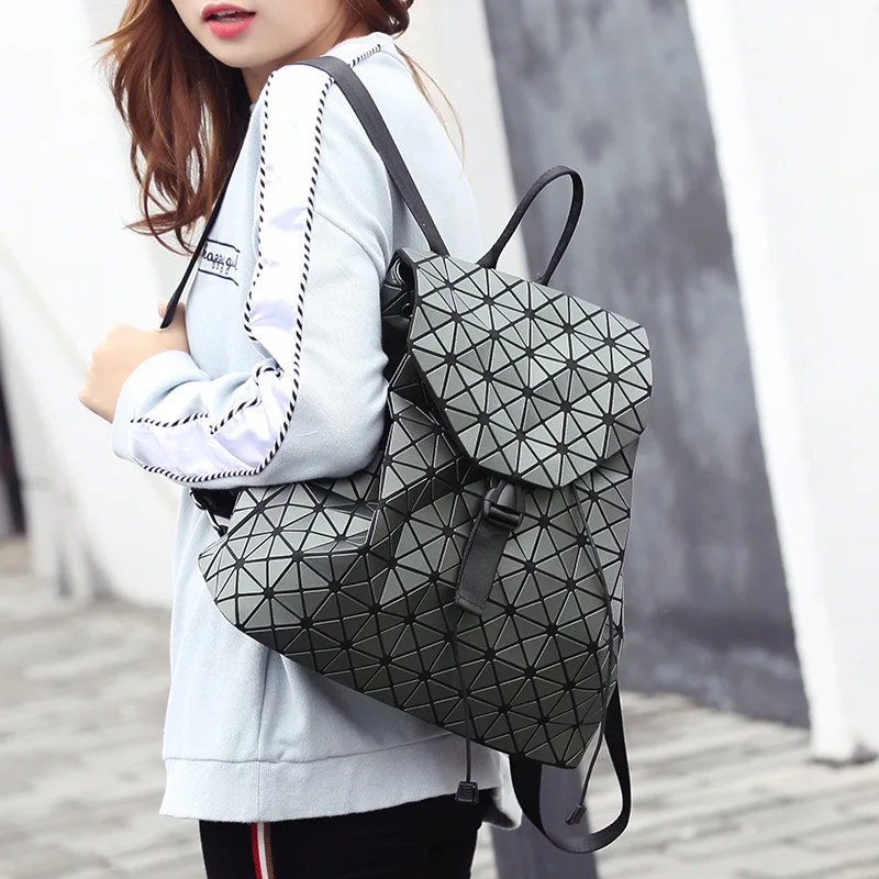 

High Quality Casual Bag 2019 Personalized Drawstring Bag Geometric Plaid Sequin Backpacks Laser Holographic Shoulder Backpack