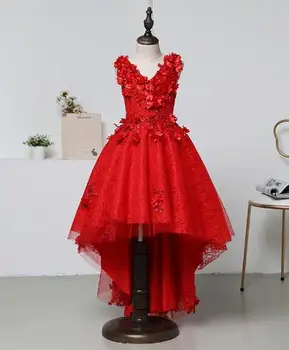 

2019 High Quality Handmade Autumn Red Girls Dress With Bow With Handmade Kids Dress Kid Clothing Flower wedding Girl dress