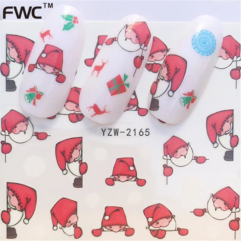 

ZKO Deer Santa Clause Christmas Water Transfer Nail Art Sticker Decal Slider Manicure Wrap Tool Tip Xmas Decoration