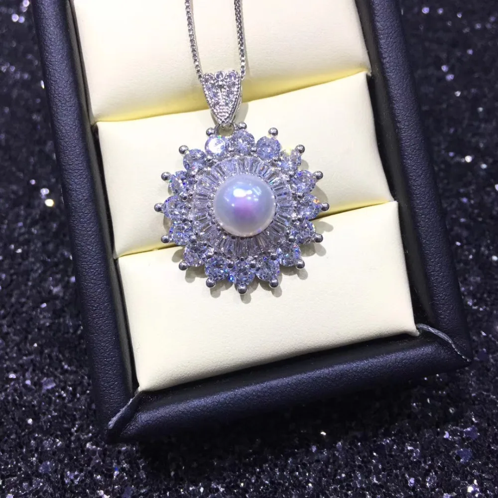 

YIKALAISI 925 sterling silver jewelry for women 100% natural 9-10mm freshwater pearl choker pendant 2018 new fashion Wholesale