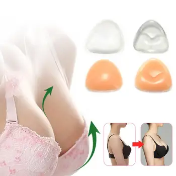 

New 2PCS Swimwear Sexy Lingerie Swimsuit Bikini Silicone Triangular Bra Pads Thicker Silicone Invisible Bra Inserts
