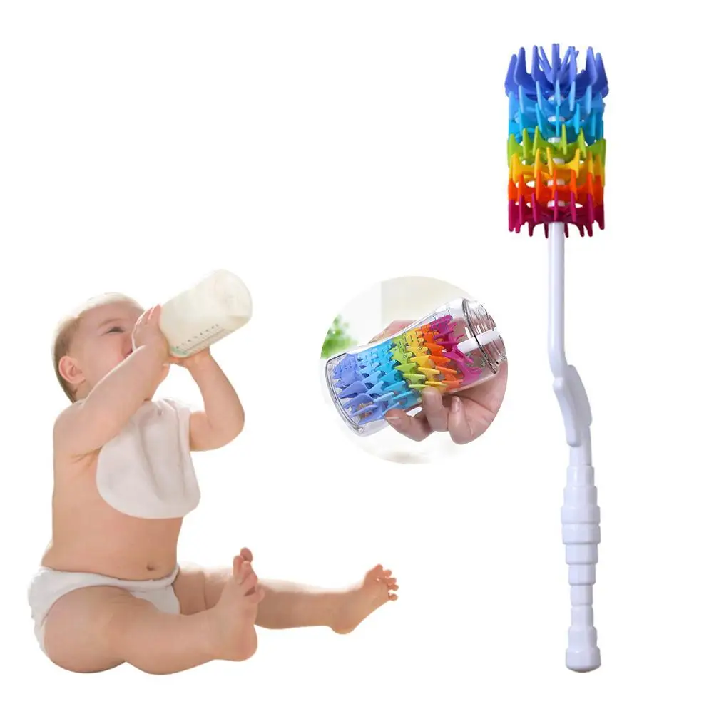 

Colorful Silicone Baby Nursing Bottle Brush Cleaner Set 360 Degree Rotation