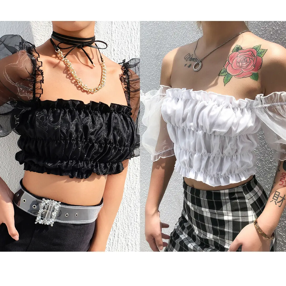 

New Women's Girl Puff Sleeve Vintage Crop Top Tanks Camis Sweet Princess Style Fashion Sexy Summer Casual Fitting Ladies Tank