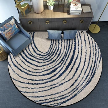 

Living Room Large Carpet Creative Blue Circle Round Carpets and Rugs Nordic Style Home Decor Anti-Slip Floor Mat Foot Pad Tapete