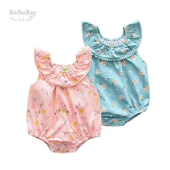 

Newborn Baby Girls Clothes Cotton Summer Short-less Sleeve Rompers for Baby Girl Infant Ruffles Cute Baby Onesies