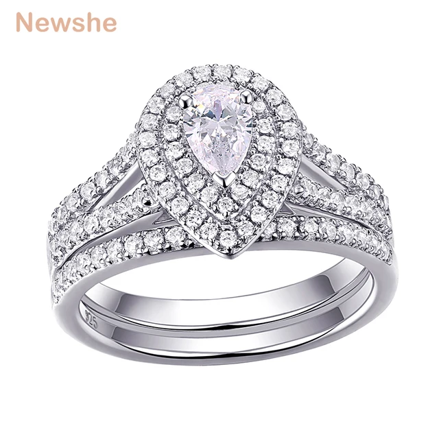 Newshe 2pcs Wedding Ring Set Clic Jewelry Pear Shape 1 2 Carats Newshe 2pcs Wedding Ring Set Clic Jewelry Pear Shape 1 2 Carats Aaa Cz 925 Sterling Silver