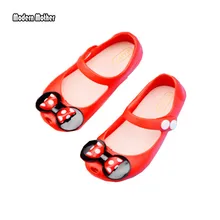 Мини Мелисса пластиковые сандалии для девочек Микки лук Лето Дети сетки отверстие девушки дышащие пластиковые туфли для девочек сандалии обувь