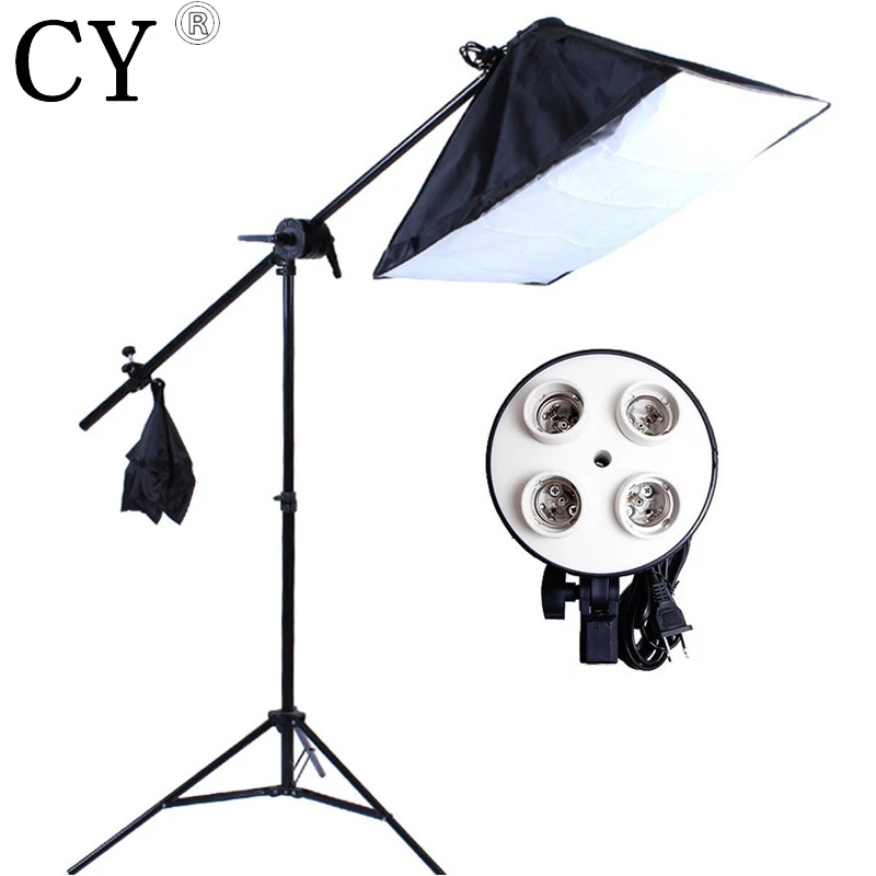 

Photo Studio Video Lighting Kit Light Stand + SoftBox with 4 x E27 lamp holder+ Photo Studio Boom Arm 75-135cm Hairlight psba1e