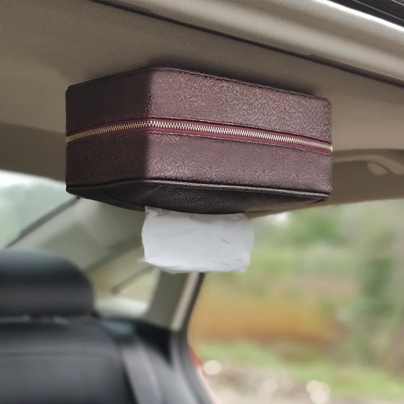 Автомобиль с сильным магнитным потолком необычная коробка для салфеток на крыше Автомобильная ткань кожаная бумажная коробка - Название цвета: Blur brown