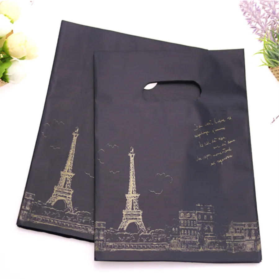 Hot Sale Wholesale 100pcs/lot 15*20cm Purple Thank You Shopping Plastic Bags Smile Face Gift Packaging Bags
