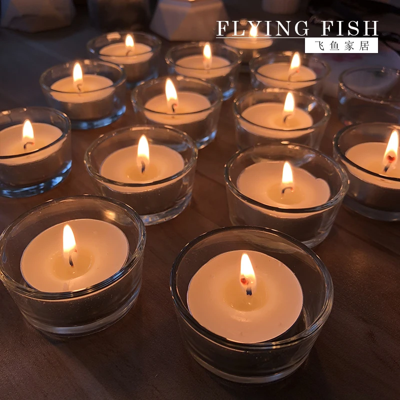 

Home Decor Simple Wind Small Glass Candlestick Romantic Puzzle Mini Round Candle Holder Glass A Cup of Light / No Candles