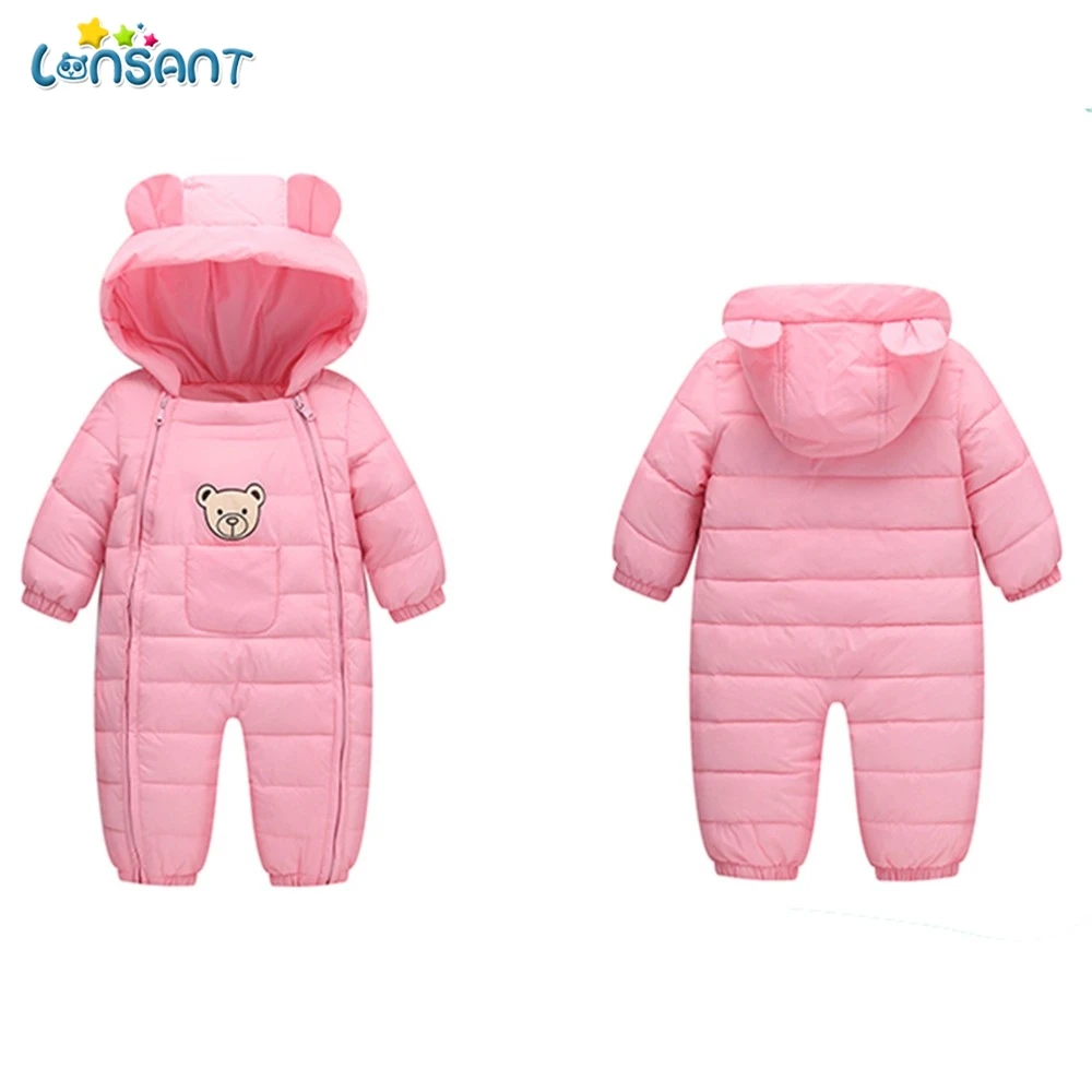 Goedkoop LONSANT Rompertjes Baby Winter Zakken Hooded Baby Boy Kleding Dos Desenhos Animados Menina Infantil Kinderen Winter Rompertjes N30