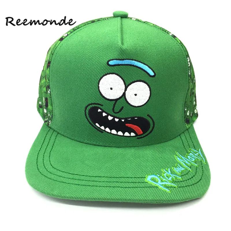 

REEMONDE Rick Pickled Cucumber Baseball Cap Rick And Morty Caps Pikachu Iron Man Hat Superman Visor Hats Spring Cotton Flat Cap