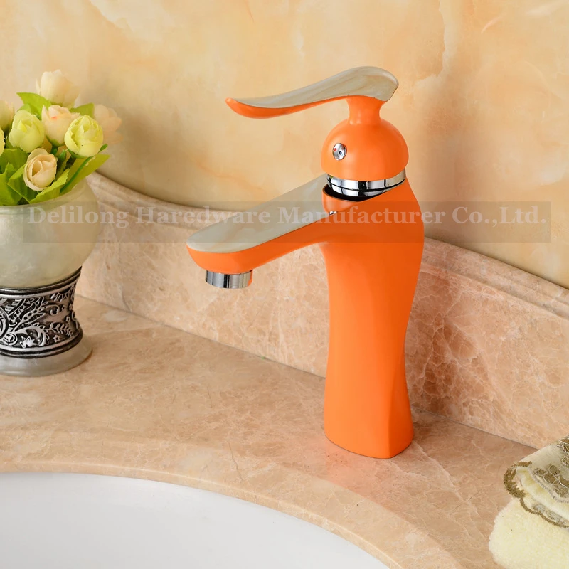 

Orange color swan all-copper cold and hot water basin washbasin faucet