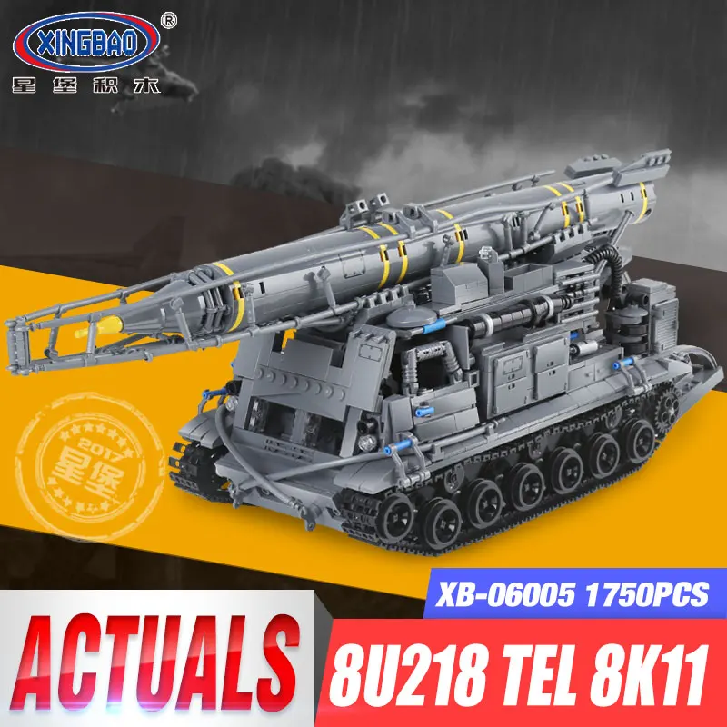 

Xingbao 06005 1750Pcs Military Series The 8U218 TEL 8K11 Set Building Blocks Bricks Children Educational Boy`s Toys Model Gifts