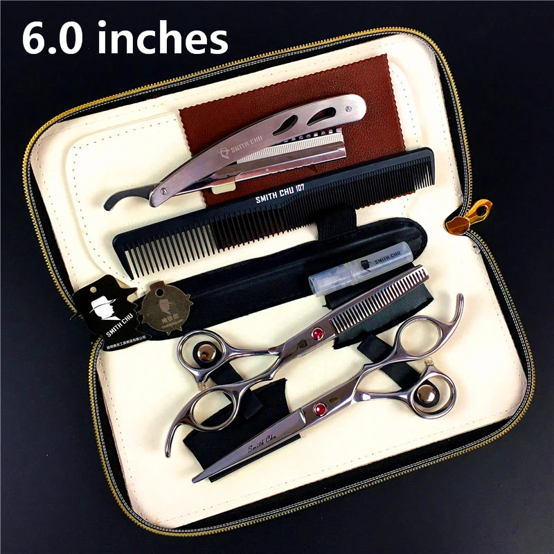Набор Профессиональных Ножниц Для Волос SMITH CHU 5,5/6,0 дюйма, радужные прямые и филировочные ножницы, парикмахерские ножницы+ бритва+ расческа+ комплекты