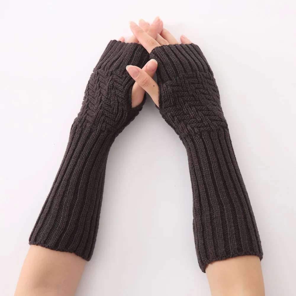 KANCOOLD перчатки женские зимние однотонные запястья руки теплые однотонные вязаные длинные перчатки без пальцев перчатки Модные Перчатки женские 2018NOV28 - Цвет: Gray