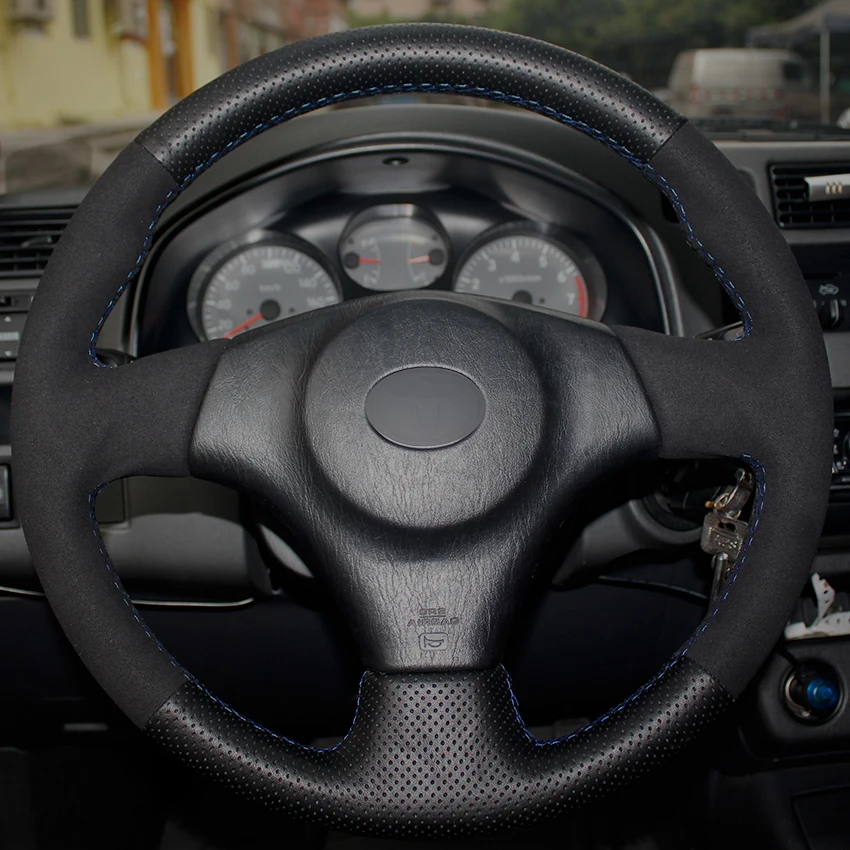 Черный кожаный черный замшевый чехол рулевого колеса автомобиля для Toyota RAV4 2003-2005 Celica 2003 Lexus IS200 300 1999-2005