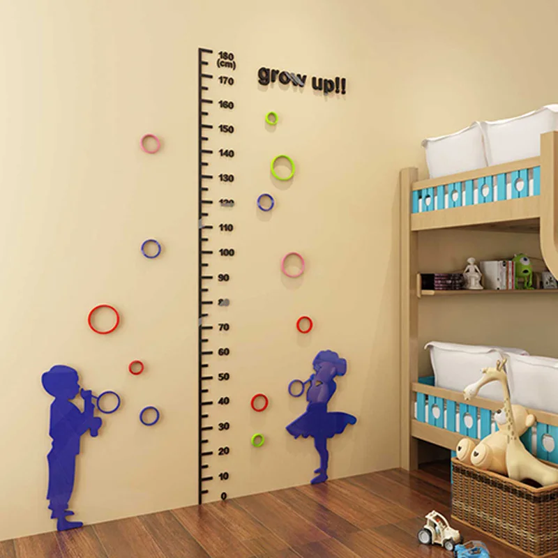 Boy and Girl Design Height Measure Stickers DIY Customized Acrylic Sticker Kindergarten Kids