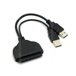 USB3.0 USB 3.0 мужчина к SATA 22Pin женский 2.5 "жесткий диск данных драйвера Мощность Кабель-адаптер с экстральные USB 2.0 Мощность кабели