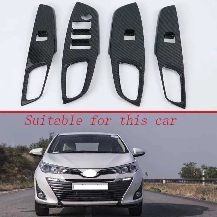 Us 19 09 26 Off For Toyota Vios 2019 Car Decoration Carbon Fiber Style Door Window Armrest Cover Switch Panel Trim Molding Garnish In Interior