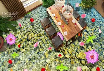 

high quality 3d flooring pvc self adhesive wallpaper Water flower vinyl flooring roll wallpapers 3d living room Bedroom bathroom