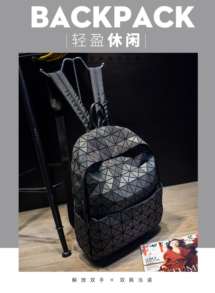  Lasen Bag New BaoBao Luminous Backpacks Female Fashion Girl Daily Backpack Geometry Package Sequins Folding Bao Bao School Bags (1)