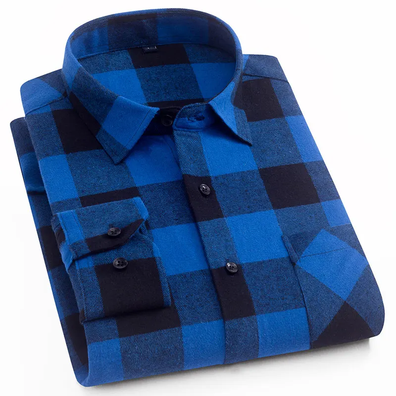 100% baumwolle männer Flanell Plaid Shirt Langarm Slim Fit Mode Weiche Herbst Kleidung Hohe Qualität Checkerd Mann Lässig shirts