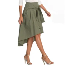 YJSFG домашняя модная женская плиссированная юбка с неровным подолом, Женская юбка с высокой талией, осенняя Повседневная облегающая бандажная юбка, черная армейская зеленая