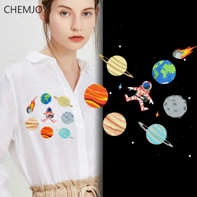 

Spaceman Plantes Embroidered Patches for Clothing Stick on Cute Appliques for T-shirts Jeans Clothes Stickers Badges for Bags