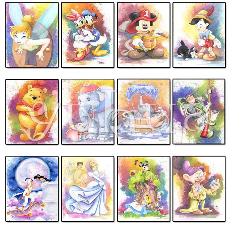 

Full Square Diamond painting Cartoon Dumbo Cross stitch 5D Diamond mosaic color Round Diamond embroidery accessories @