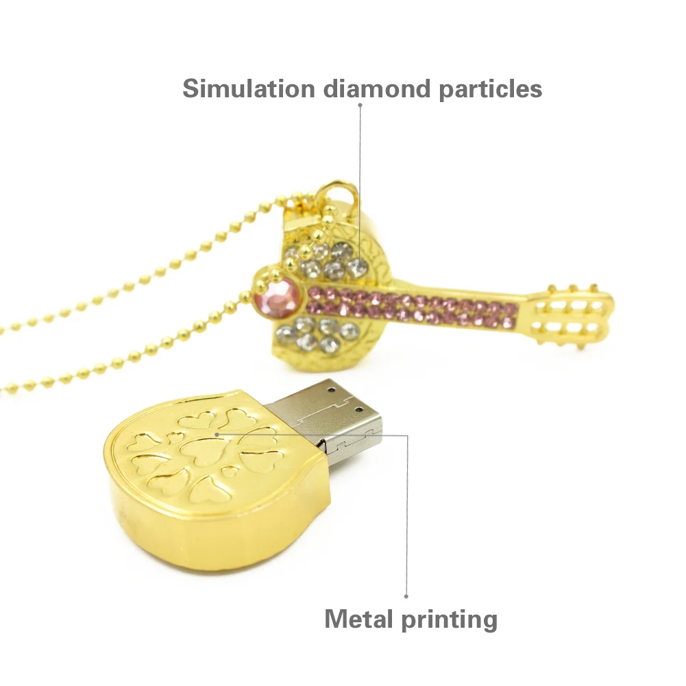 Цветной алмазный USB флеш-накопитель 8 ГБ 16 ГБ флеш-накопитель 32 ГБ флеш-накопитель U диск Золото Серебро Гитара с отделкой кристаллами карта памяти подарок
