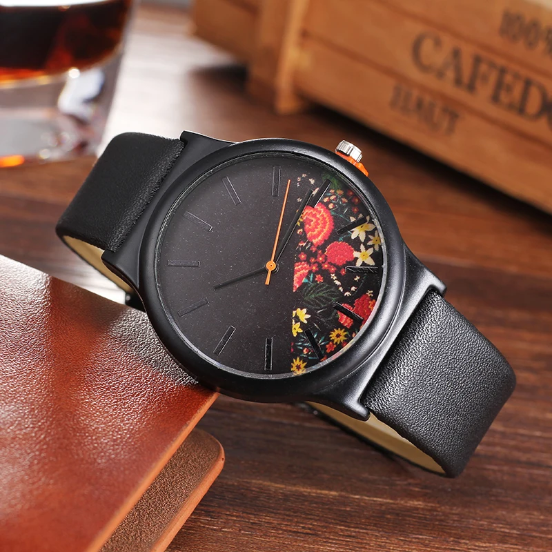 Fashion Flower Leather Casual Dress Watch Ladies Wrist Quartz Watch Black Women Watches CMK brand Clock hour Relogio Feminino Fashion Flower Leather Casual Dress Watch Ladies Wrist Quartz Watch Black Women Watches CMK brand Clock hour Relogio Feminino