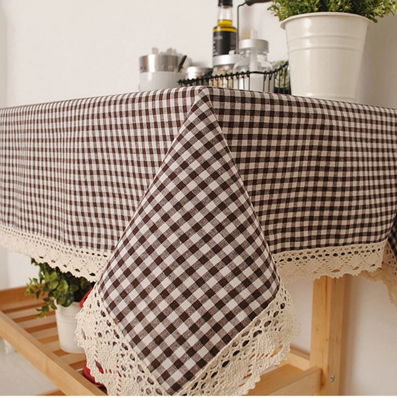 

Linen Coffee Tableclothes Rectangular Table Cloth On The Table Dining Table Decoration Linen Kitchen Brown And White Plaid Cover