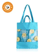 BONAMIE/милая сумка на одно плечо с фруктовым узором для девочек, Прозрачная женская Холщовая Сумка, женская сумка-шоппер сумка пляжная сумка