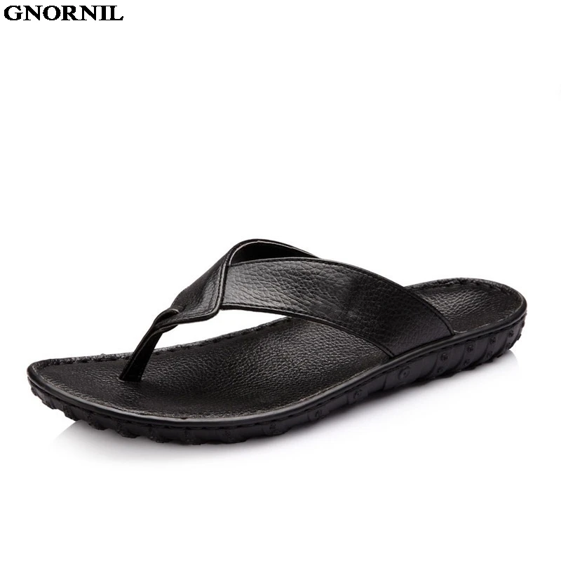 

GRNRNIL 2018 New Men Shoes Fashion Genuinne Leather Men Sandsals Flats High Quality Hand Made Sandals Beach Sheos