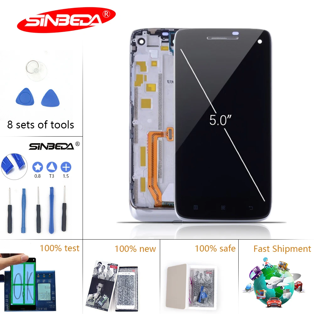 

5.0" Sinbeda For LENOVO S960 LCD Display Touch Screen with Frame Digitizer For Lenovo Vibe X S960 Display LCD Replacement S960