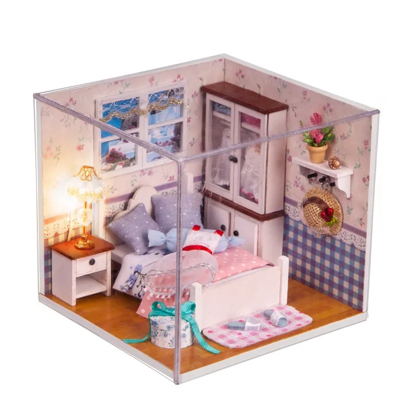 DIY деревянный кукольный дом Прага круглый мечта собрать 3D миниатюры кукольный домик модель мини дома мебель игрушечные лошадки для детей Подарки - Цвет: ZWX015
