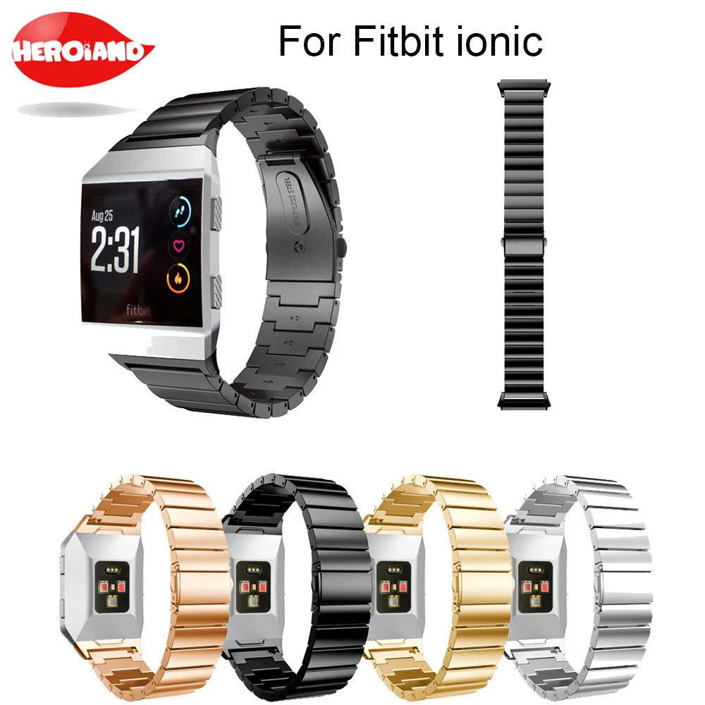 

For Fitbit Ionic Bands, Enow Solid Stainless Steel Metal Watch Strap Unique Polishing Process Business Replacement Wristband