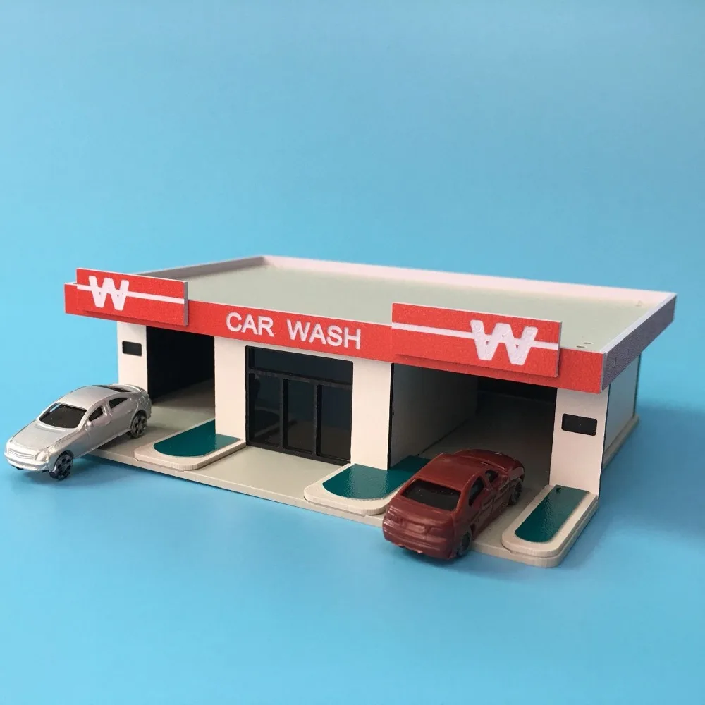 

Car Wash Shop Model Colorful Carwash Building Model 1:150 N Scale Outland Scene Architecture Model